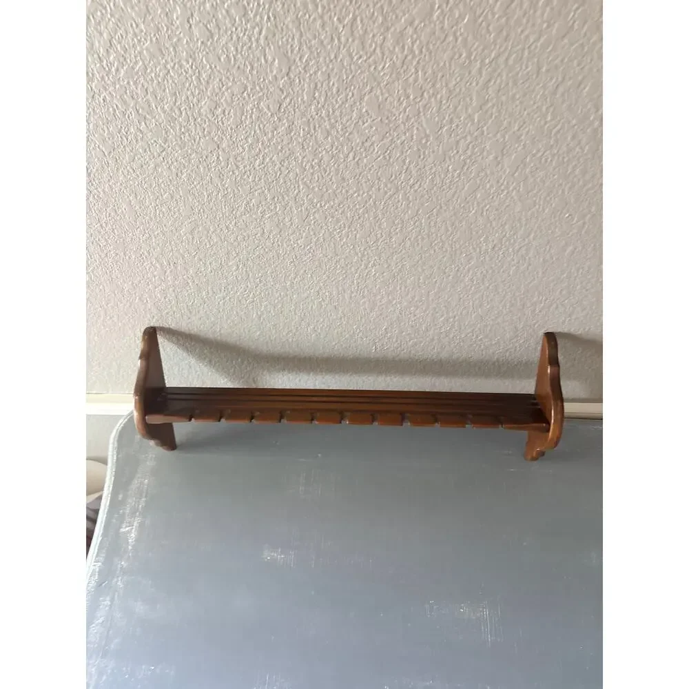 Vintage Solid Wood Spoon Display Wall Shelf Rack Teacup Saucer Collector 23”
